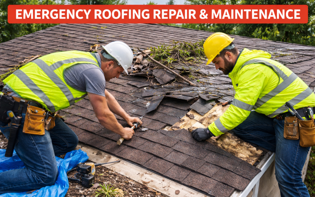 Emergency roof repair in progress.